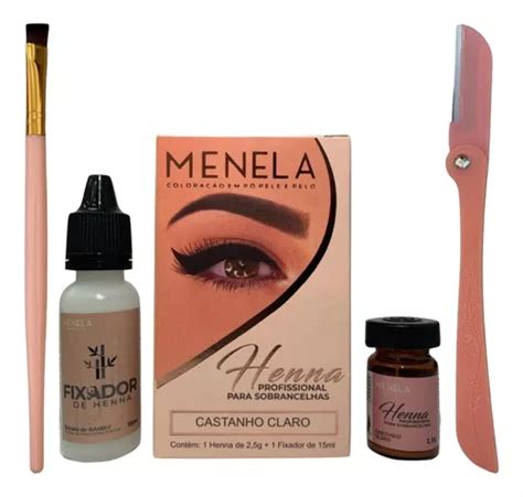 Kit Design De Sobrancelha Henna Menela Fixador E Pincel Mercadolivre