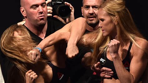 Video Ronda Rousey V Holly Holm Weigh In For Ufc193 Almost Comes To Blows