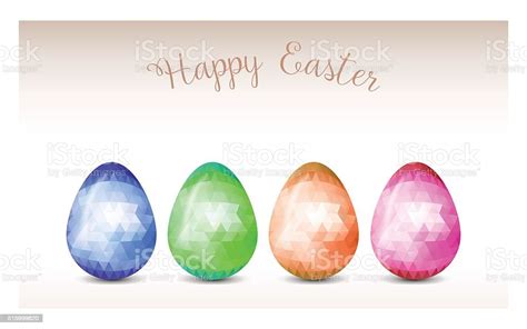 Colorful Easter Eggs Greeting Polygonal Vector Design Low Poly Stock