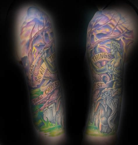 Graveyard Tattoo Half Sleeve