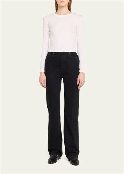 AMO Denim Babe Cropped Long Sleeve Cotton Tee Bergdorf Goodman