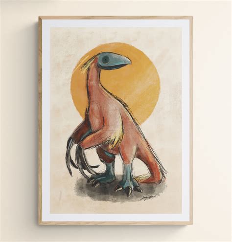 Dinosaur Therizinosaurus Art Print Sketchy Modern - Etsy