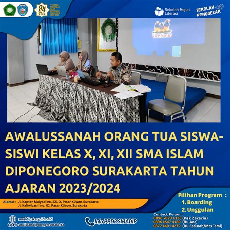 Awalussanah Orang Tua Siswa Siswi Kelas X Xi Xii Sma Islam Diponegoro