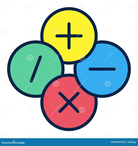 Mathematical Basic Symbols Vector Math Concept Colored Icon Stock