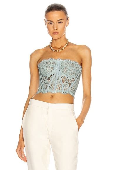 Dolce And Gabbana Lace Bustier Top In Powder Ice Fwrd