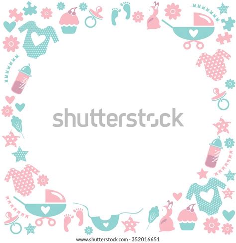 Circle Baby Framecute Greetings Card Baby Stock Vector Royalty Free