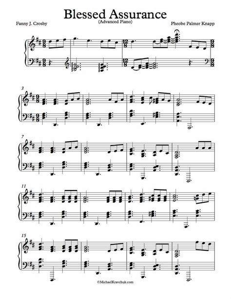 Free Piano Arrangement Sheet Music – Blessed Assurance – Michael Kravchuk