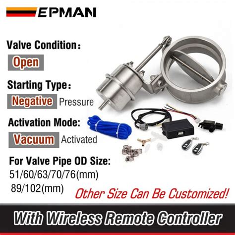 EPMAN 51mm 60mm 63mm 70mm 76mm 89mm 102mm Open Style Vacuum Exhaust