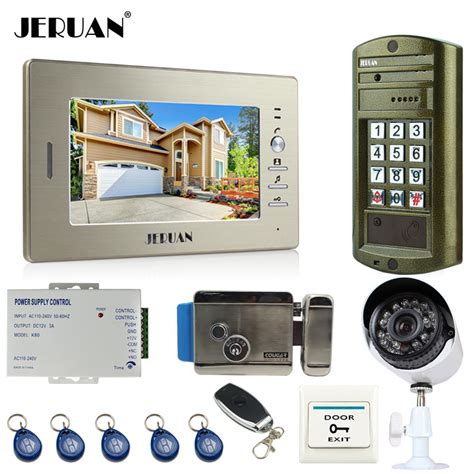 JERUAN 7 Video Door Phone Intercom System Kit Metal Panel Waterproof