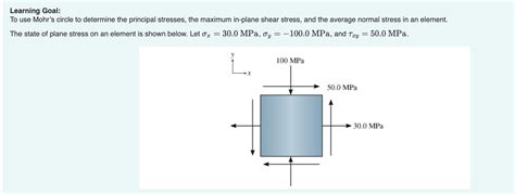 Solved Learning Goal To Use Mohrs Circle To Determine The