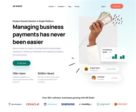 SaaS Fintech Landing Page Template Design