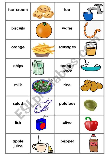 Food Domino Esl Worksheet By Laura Trinidad