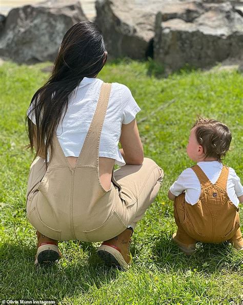 Olivia Munn And Son Malcolm Dress In Matching Overalls While On