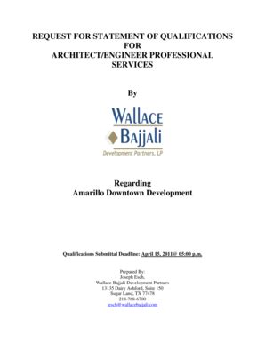 Fillable Online REQUEST FOR STATEMENT OF QUALIFICATIONS FOR ARCHITECT