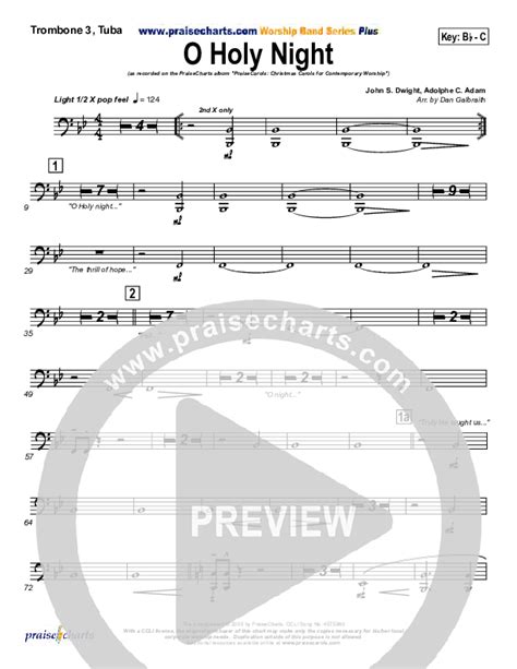 O Holy Night Trombone Tuba Sheet Music Pdf Praisecharts Band Arr