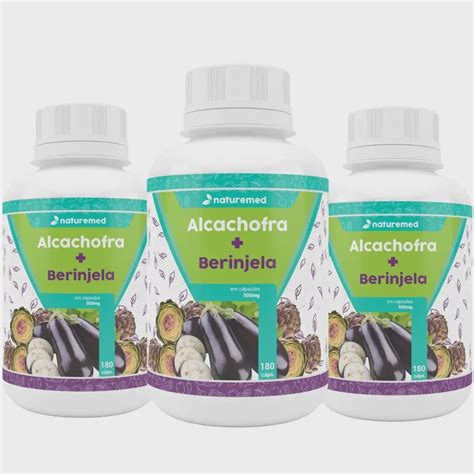 Kit Alcachofra Berinjela 540 cáps 500mg Naturemed Submarino