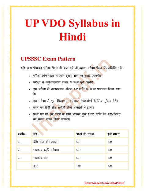 Up Vdo Syllabus Pdf Hindi Instapdf