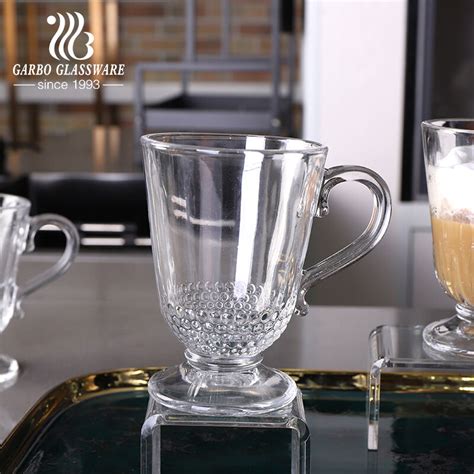 200ml 7oz New Engraved Design Glass Irish Coffee Mug With Stand Supplier