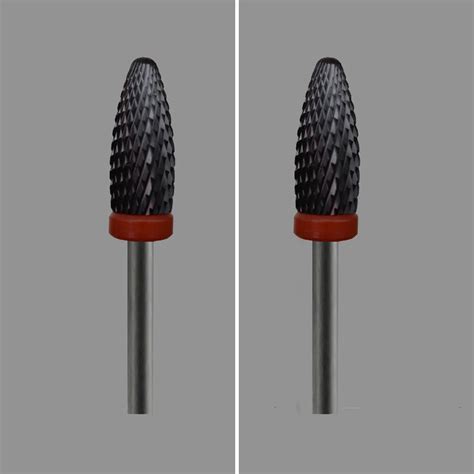 Black 2PCS Ceramic Nail Drill Bit Flame Bit 1043 060 Drill Bit