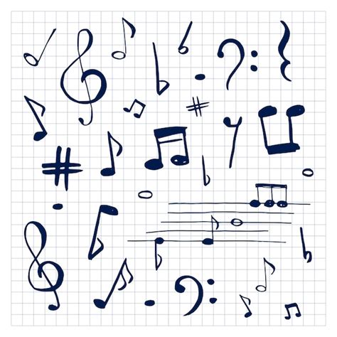 Notas Conjunto De Signos Musicales Doodle De Nota Musical