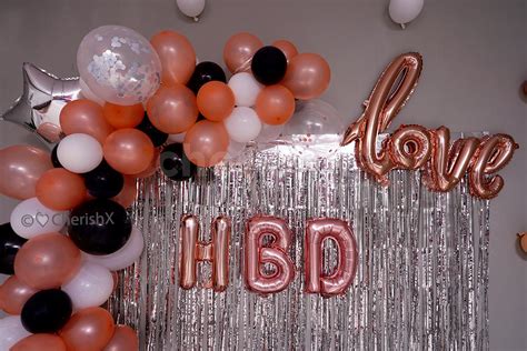 Romantic Birthday Balloon Decoration In Rose Gold Theme With Number