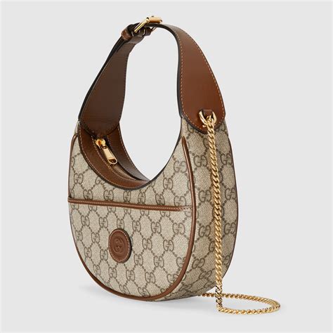 Gg Half Moon Shaped Mini Bag In Beige And Ebony Supreme Gucci Th