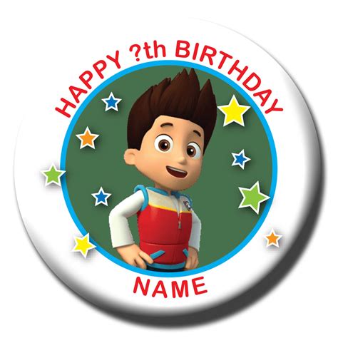 Personalised Paw Patrol Birthday Badges Etsy