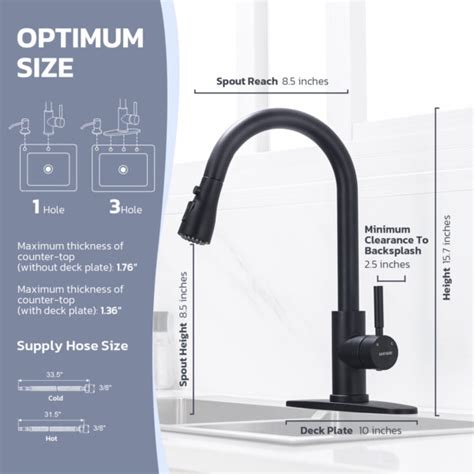 Wewe Black Kitchen Faucet With Soap Dispenser Kitchen Sink Faucet With