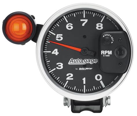 Gauge, Pedestal Tachometer, AutoMeter, 5", 0-8,000 RPM, w/Ext. Shift Lt ...