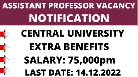 Permanent Assistant Professor Vacancy 2022 From Central University With