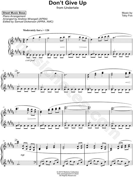 Sheet Music Boss Dont Give Up Sheet Music Piano Solo In G Minor Download And Print Sku