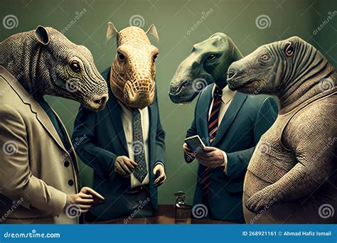 Business Animals Having A Meeting Stock Illustration Illustration Of