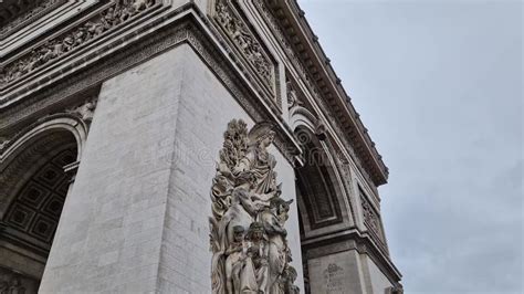 Triumphal Arch Arc De Triomphe In Paris France Closeup Architectural