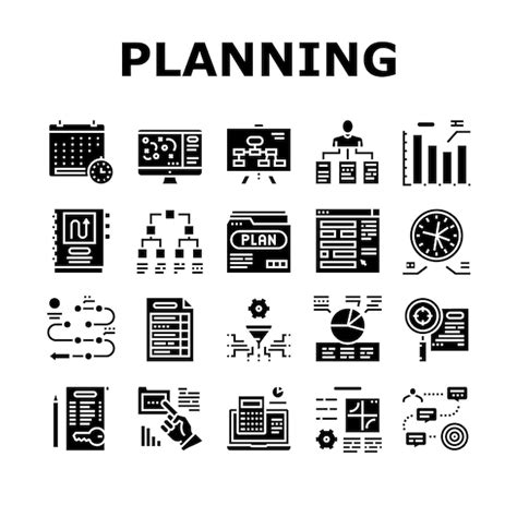 Premium Vector Planning Work Process Collection Icons Set Vector