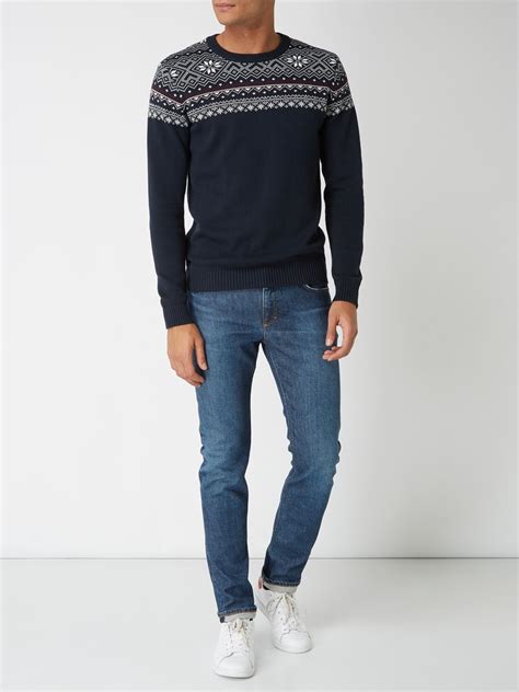 Selected Homme Pullover Mit Norweger Dessin Marineblau Online Kaufen