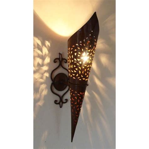 Applique lampe torche marocaine 50cm fer forgé lanterne maroc lustre