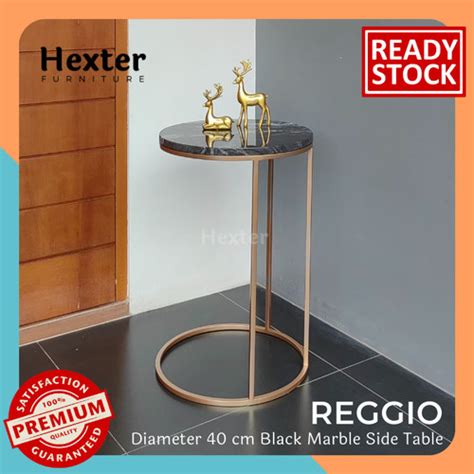 Jual Reggio Meja Sudut Bulat Cm Marmer Hitam Round Bedside Table