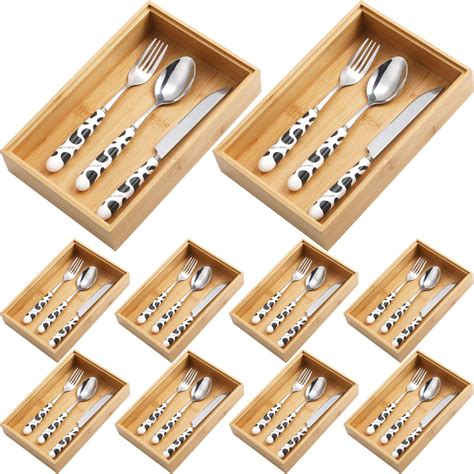 Amazon Kigley 8 Pieces Bamboo Drawer Organizer Kitchen Utensils