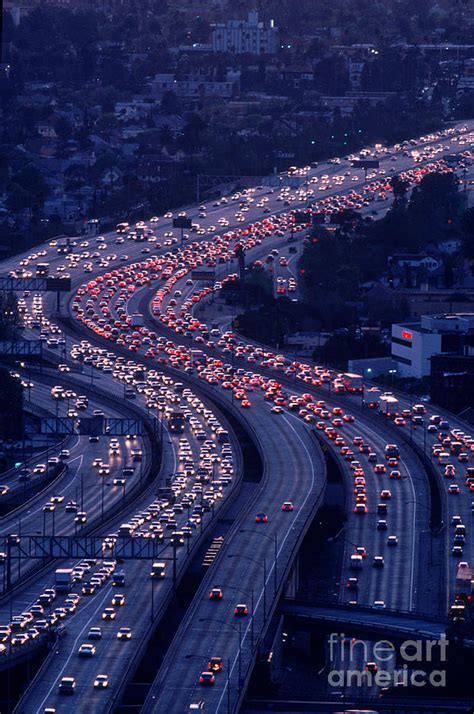 Los Angeles highway traffic at night by Ken Biggs