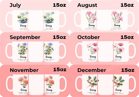 Custom Birth Flower Mug Personalized T September Birth Flower Custom