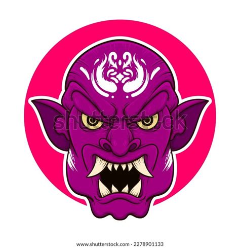 Traditional Japanese Demon Oni Mask Illustration Stock Vector Royalty