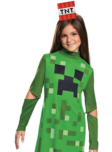 Girls Creeper Costume | Classic Girls Green Minecraft Costume