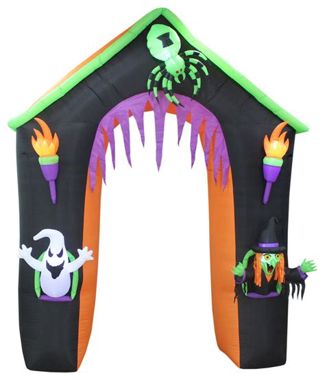 Halloween Inflatable Haunted House With Ghost Witch And Spider 9ft