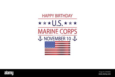 United States Marine Corps Birthday Text Style With The Usa Flag Stock