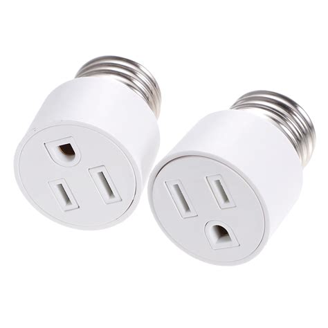 2pcs Light Socket To Plug Adapter Outlet Plug Converter E26 Bulb Socket