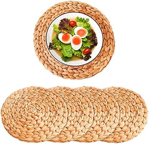 CHARDIN HOME Round Woven Jute Braided Set Of 4 PLACEMATS 15 Inch