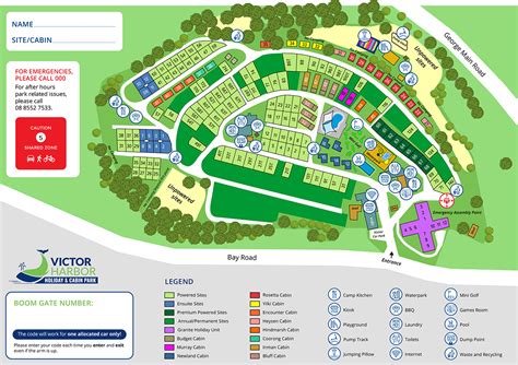 Park Map - Cabin and Site Plan for Victor Harbor Holiday and Cabin Park