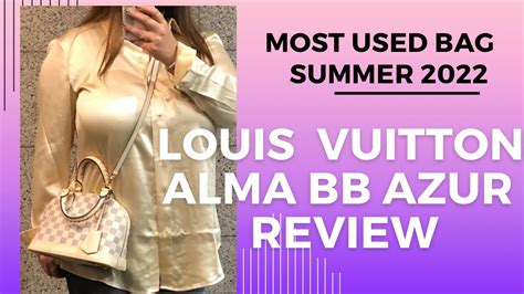 Louis Vuitton Alma Bb Damier Azur 3 Month Review And Most Used Bag Summer 2022 Youtube