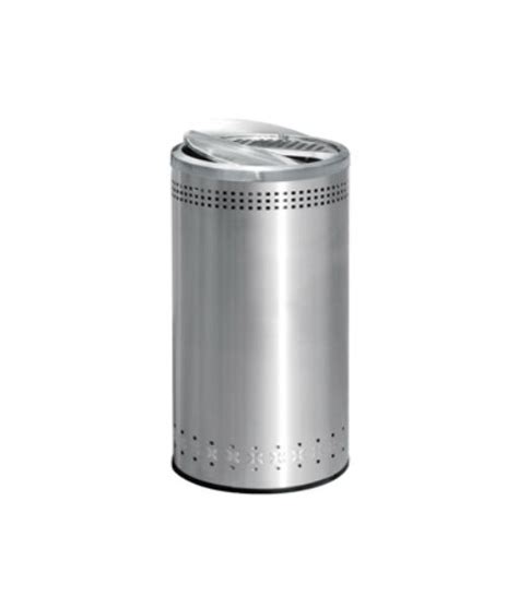 Stainless Steel Round Bin Cw Pivot And Ashtray Top Sugo 103eh Emboss