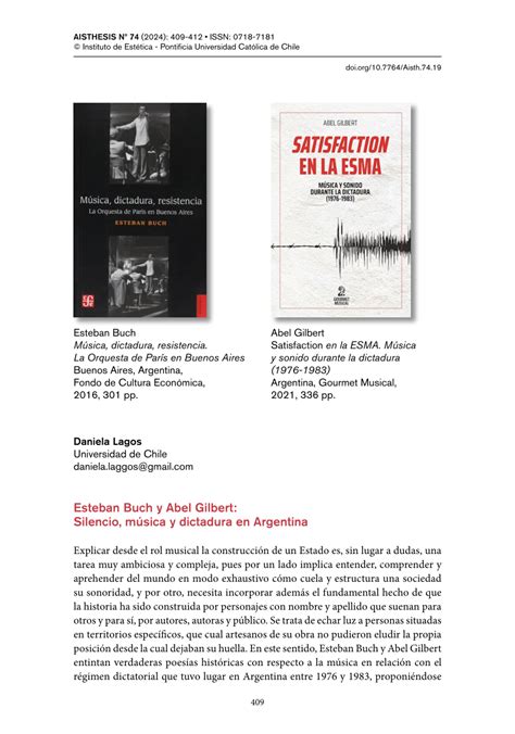 Pdf Esteban Buch Y Abel Gilbert Silencio Música Y Dictadura En Argentina Reseña De Esteban